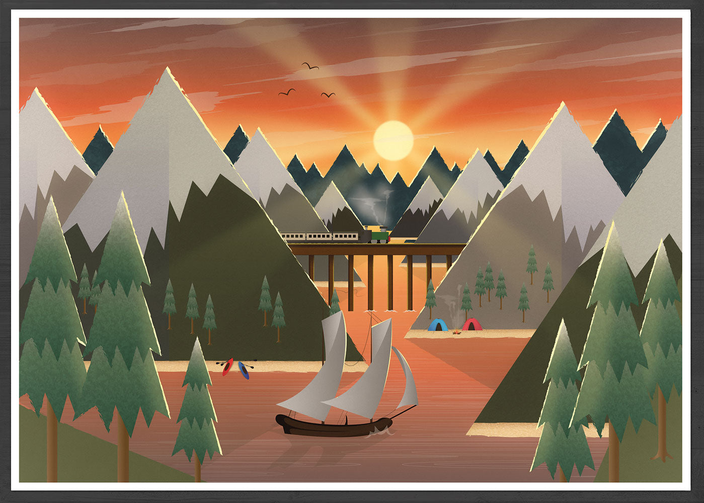 Sunset Lake Kids Wall Art Print