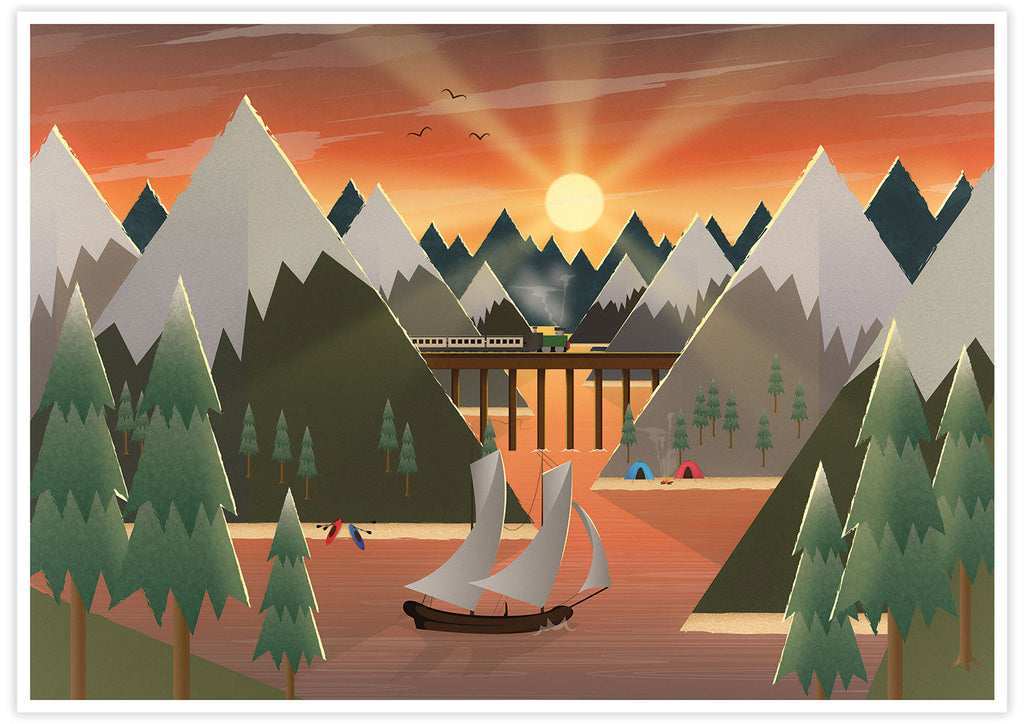 Sunset Lake Kids Wall Art Print