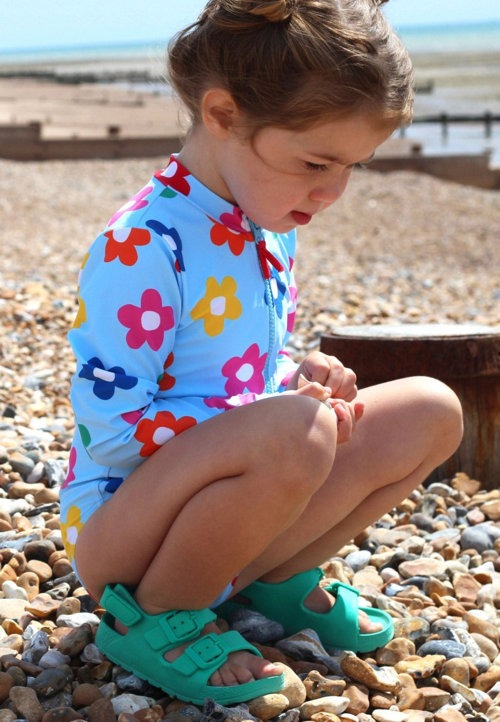 Rainbow Bloom Long Sleeve Kids Swimsuit