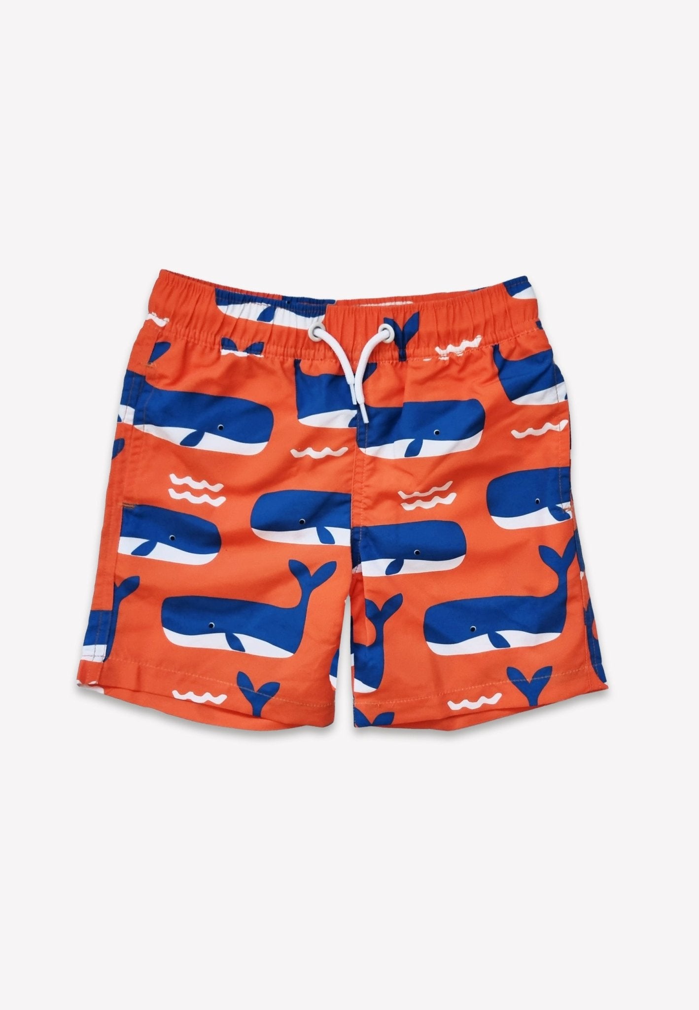 Whale Waves Print Kids Swim Shorts