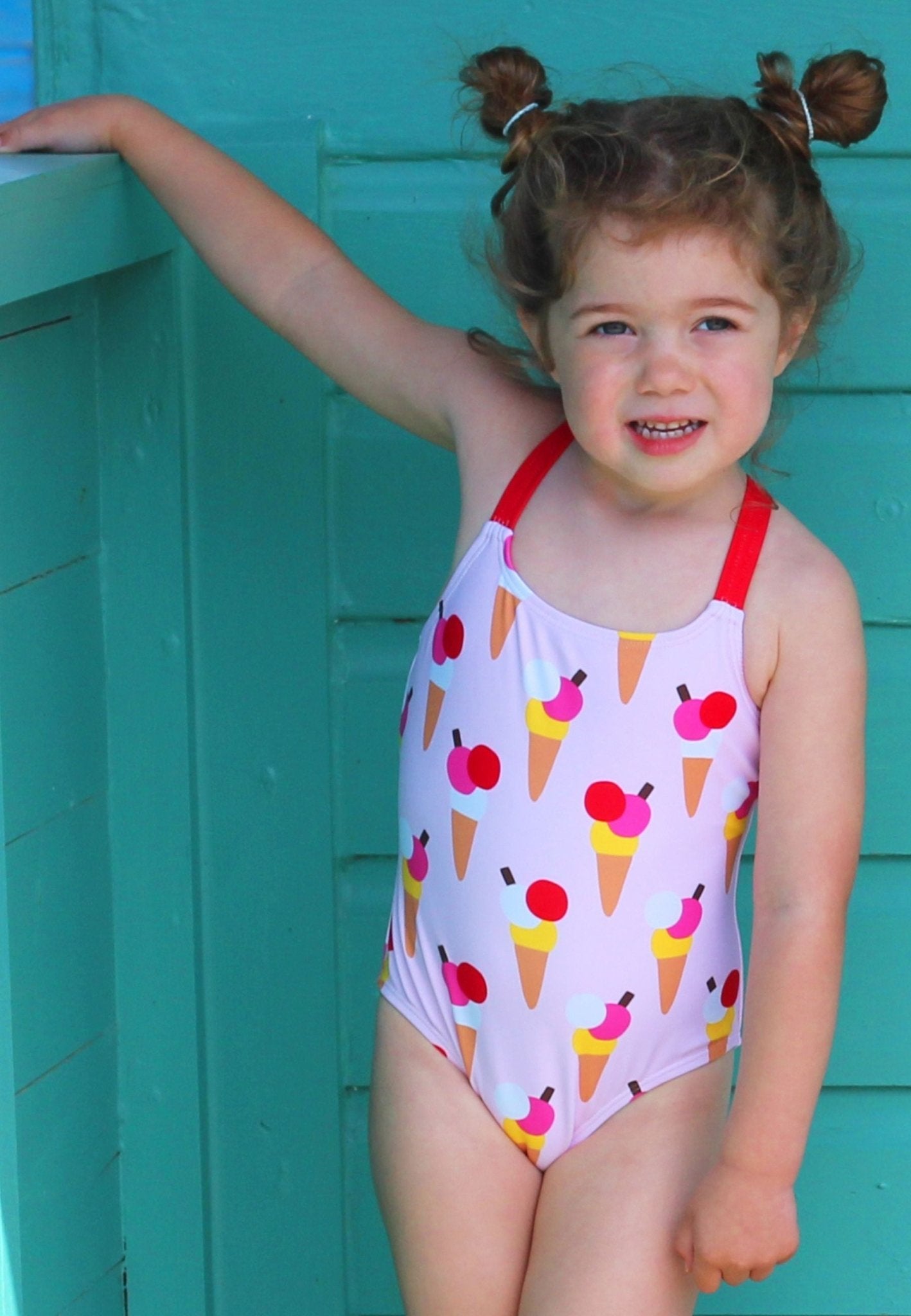 Ice Cream Cones Print Kids Swimsuit