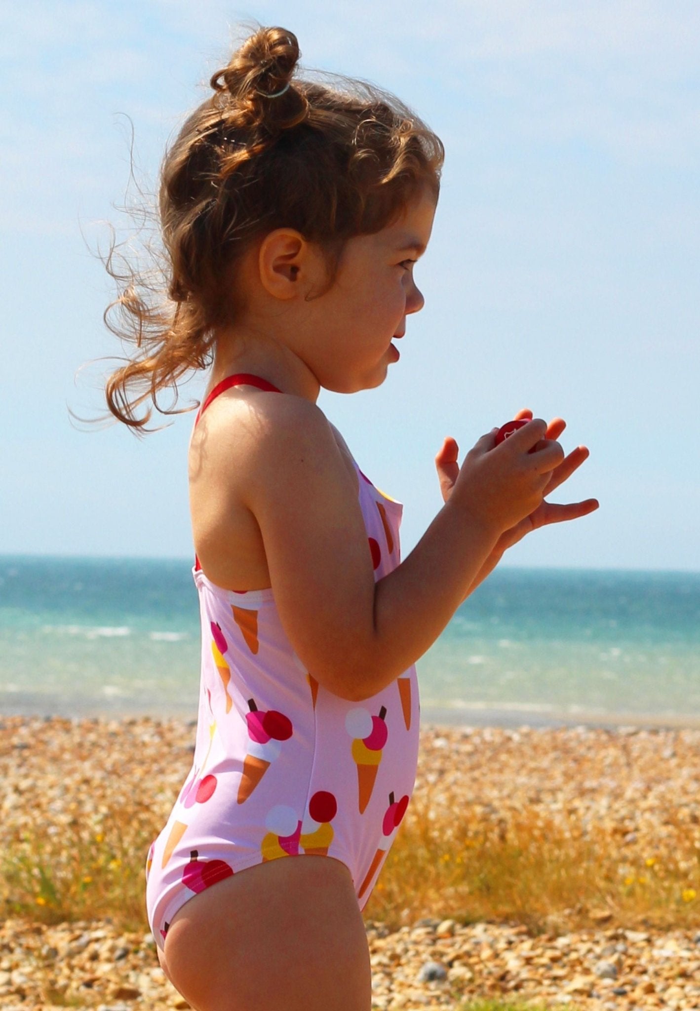 Ice Cream Cones Print Kids Swimsuit