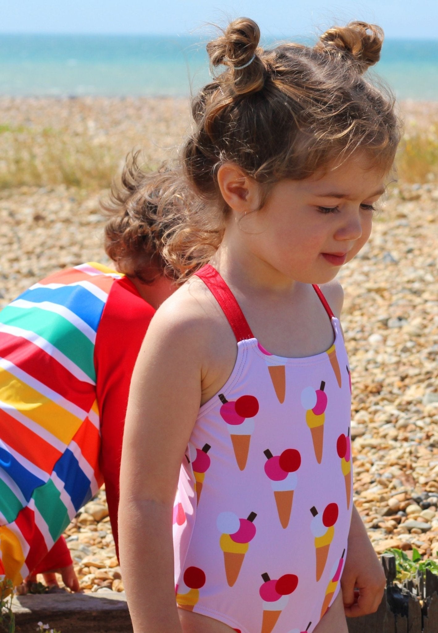 Ice Cream Cones Print Kids Swimsuit