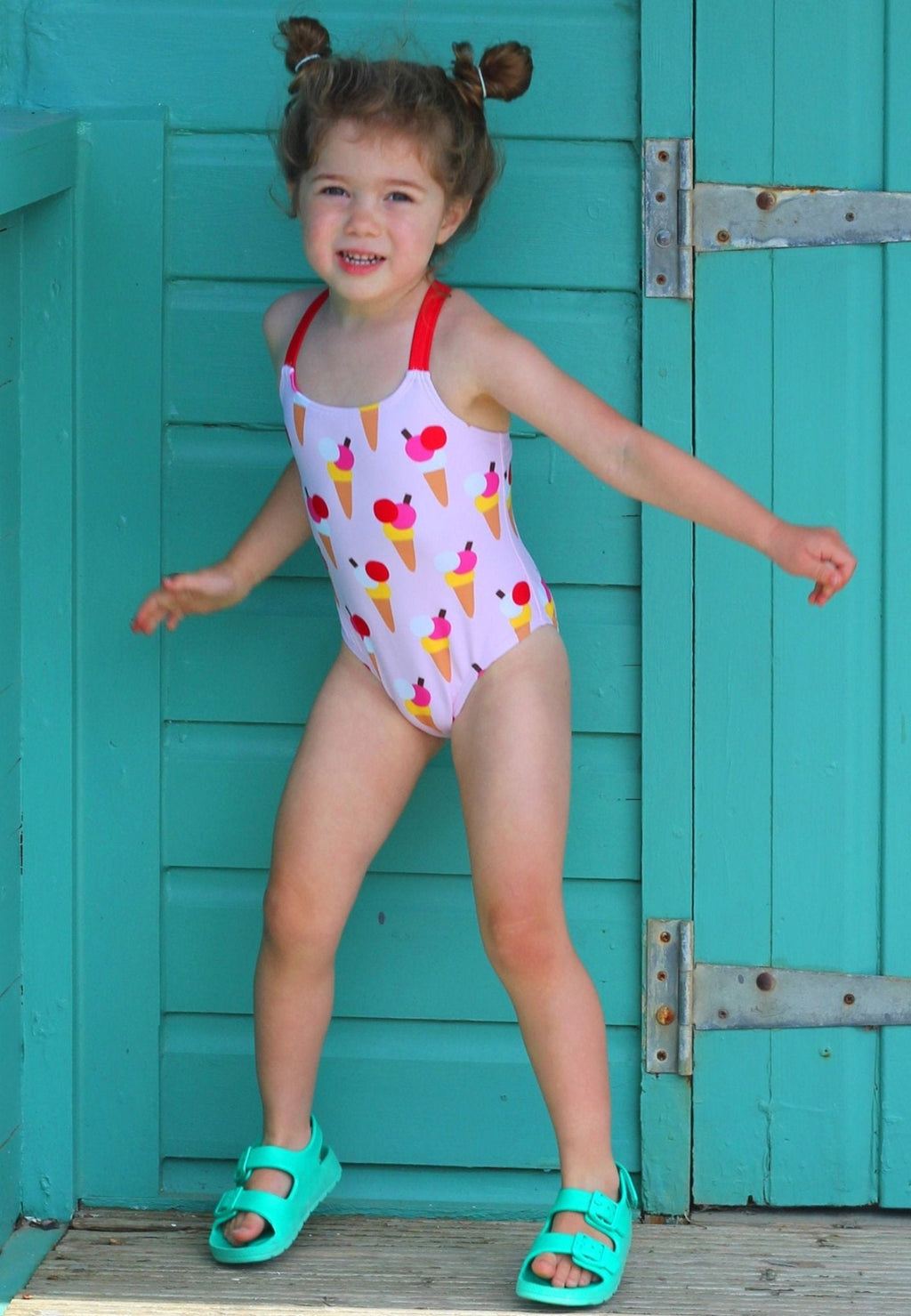 Ice Cream Cones Print Kids Swimsuit