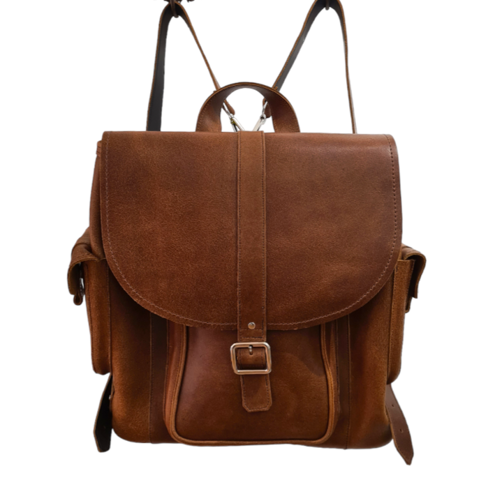 Men's Tan Leather Backpack Handmade in England