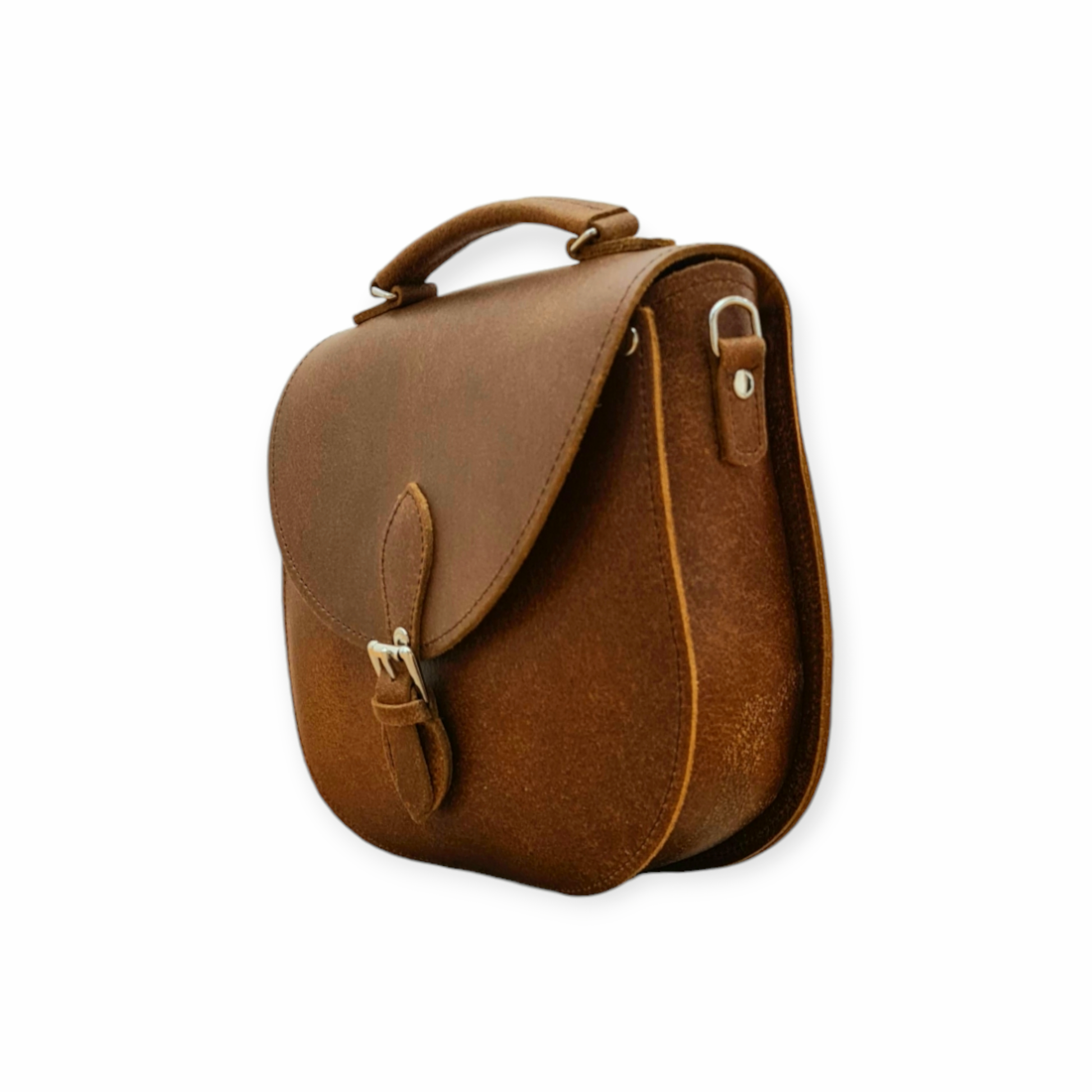 Handmade Tan Leather Saddle Bag