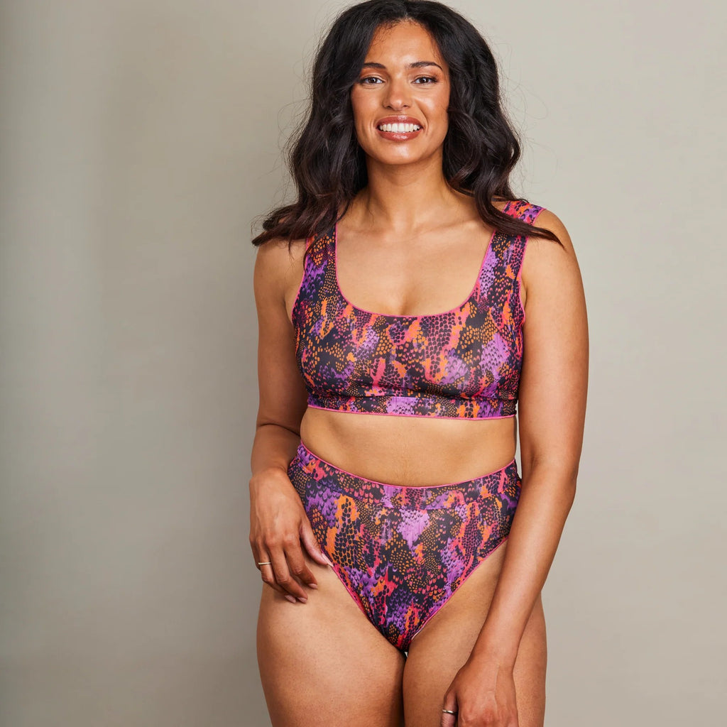 Sporty Tan-Through Bikini Set with Crop Top & High-Waisted Bottoms - Comfort & Stylish Coverage by SWIMSARA at www.brixbailey.com