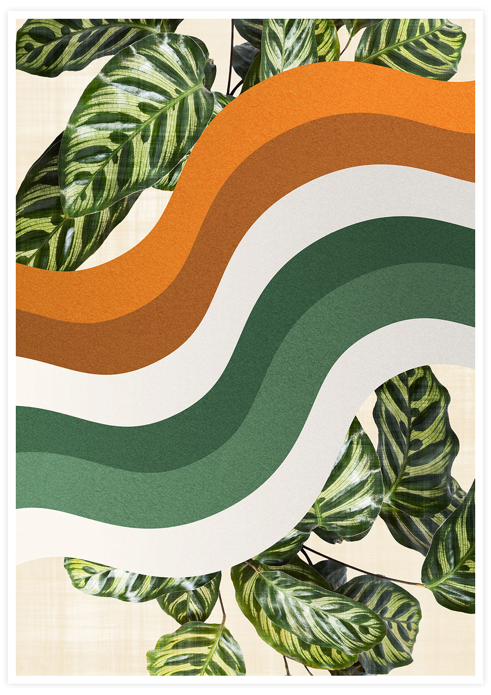 Tangerine Waves Funky Abstract Print