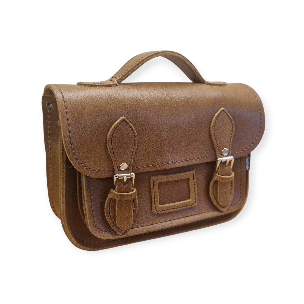 Leather Midi Satchel in Tannery Tan