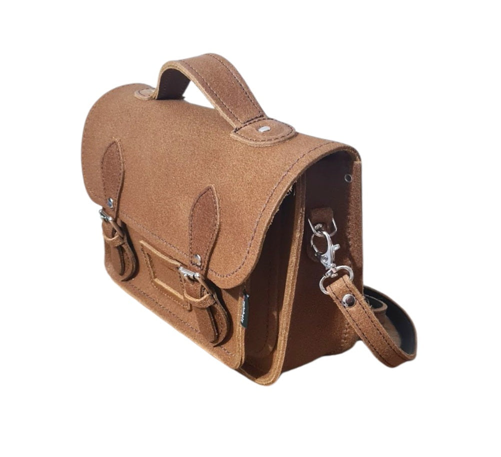 Leather Midi Satchel in Tannery Tan