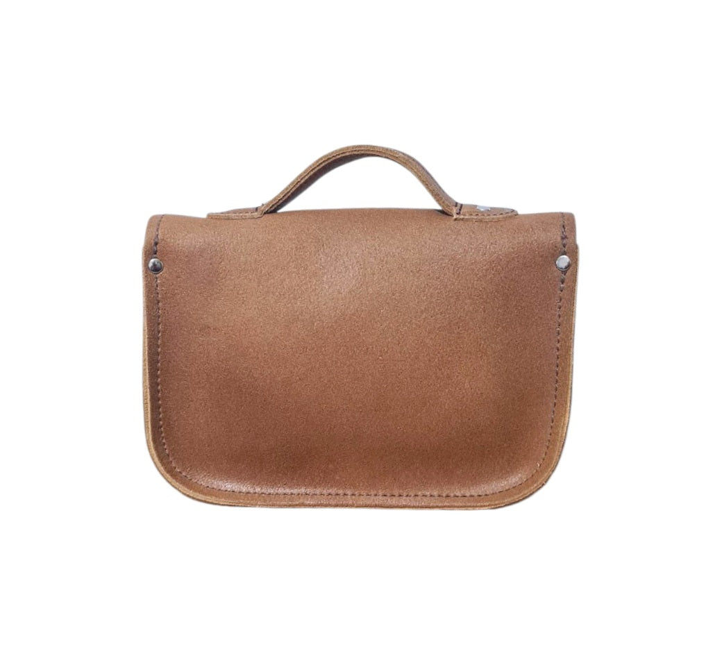 Leather Midi Satchel in Tannery Tan