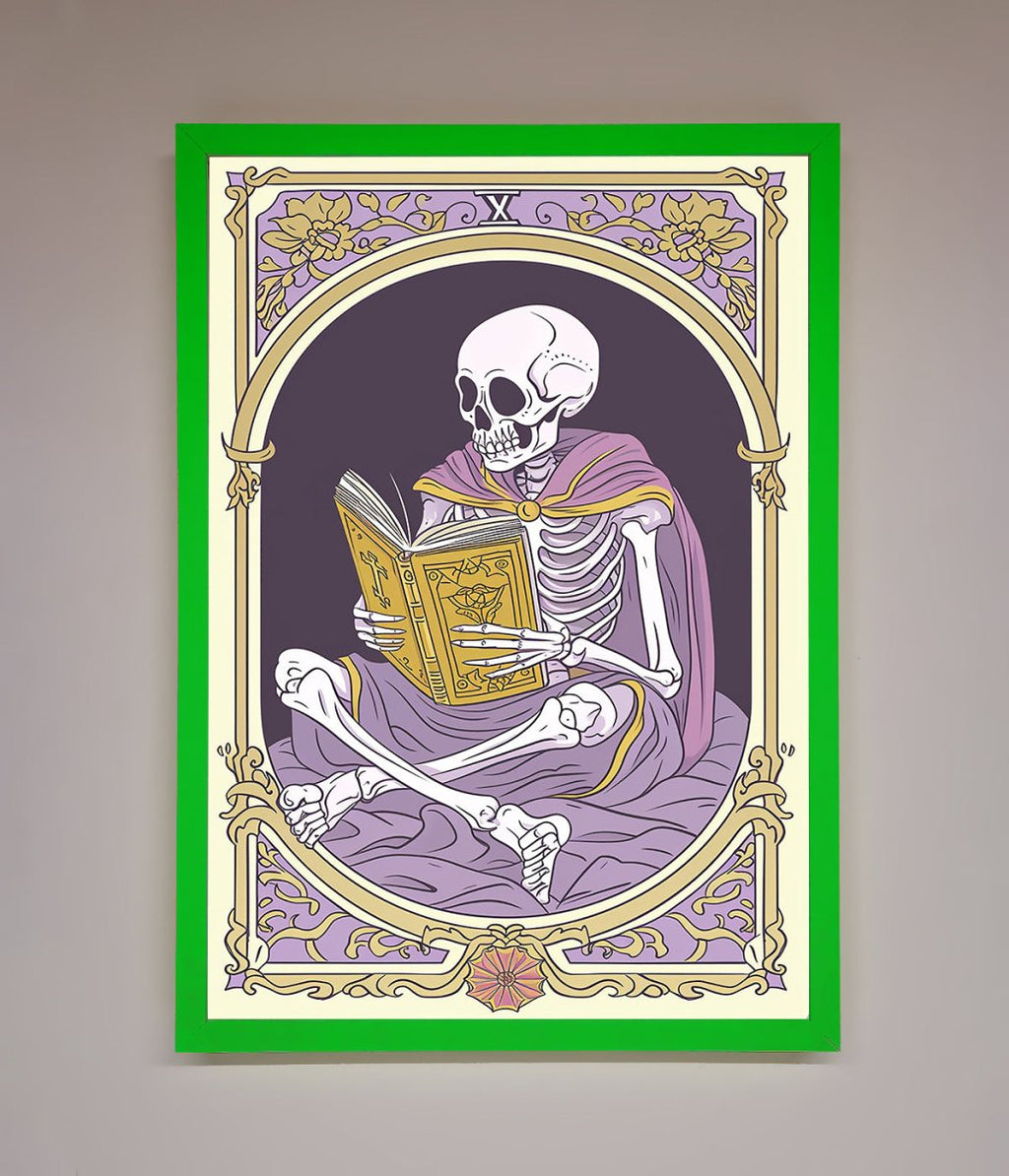 Tarot Skeleton Reader Framed Print