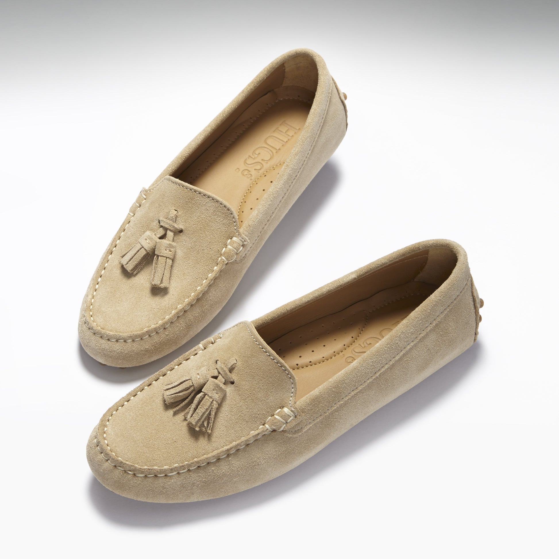 Women's Taupe Suede Tasselled Driving Loafers