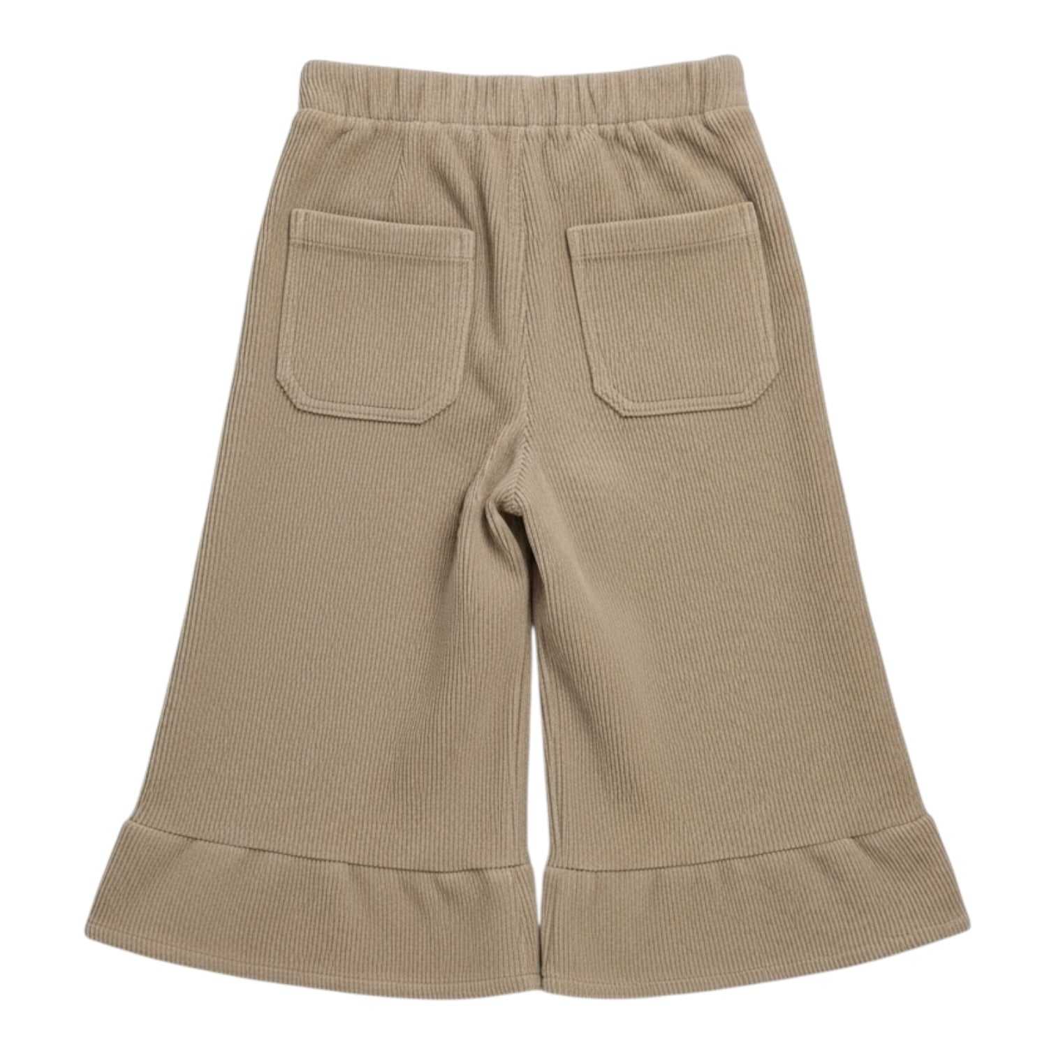Taupe Cotton Corduroy Ruffle Hem Trousers for Children
