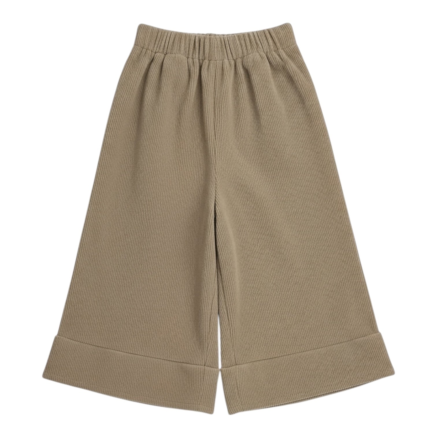 Taupe Cotton Corduroy Ruffle Hem Trousers for Children