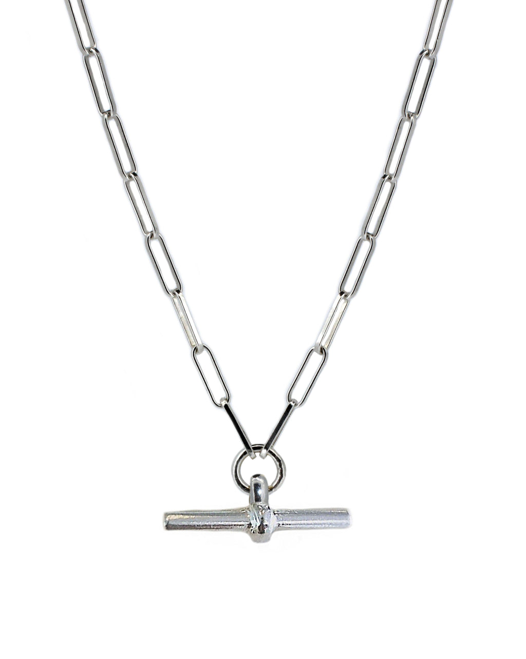 Sterling Silver T-Bar Trace Chain Necklace