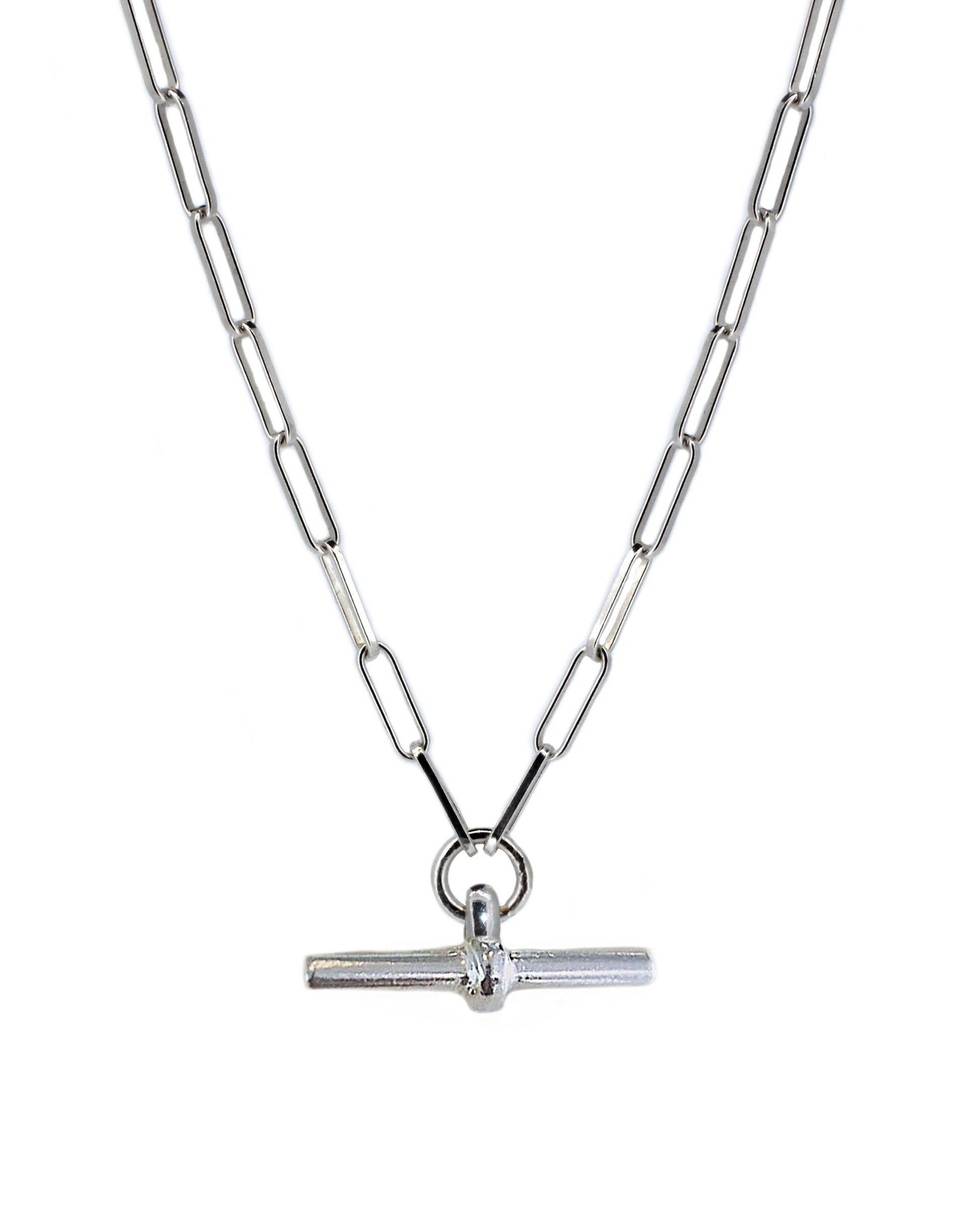 Sterling Silver T-Bar Trace Chain Necklace