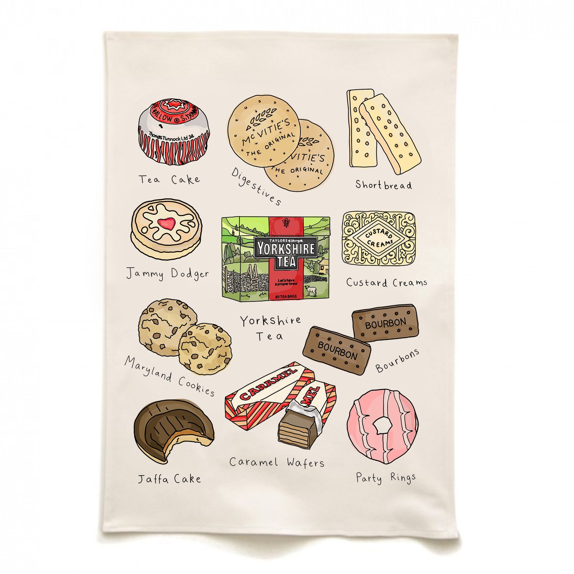 Tea and Biscuits Tea Towel in Organic Cotton