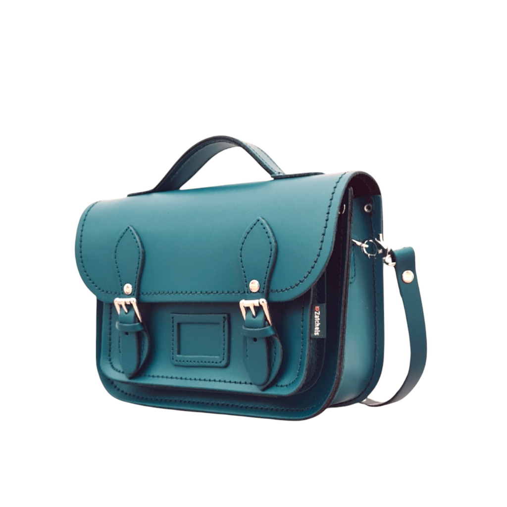 Teal Leather Midi Satchel