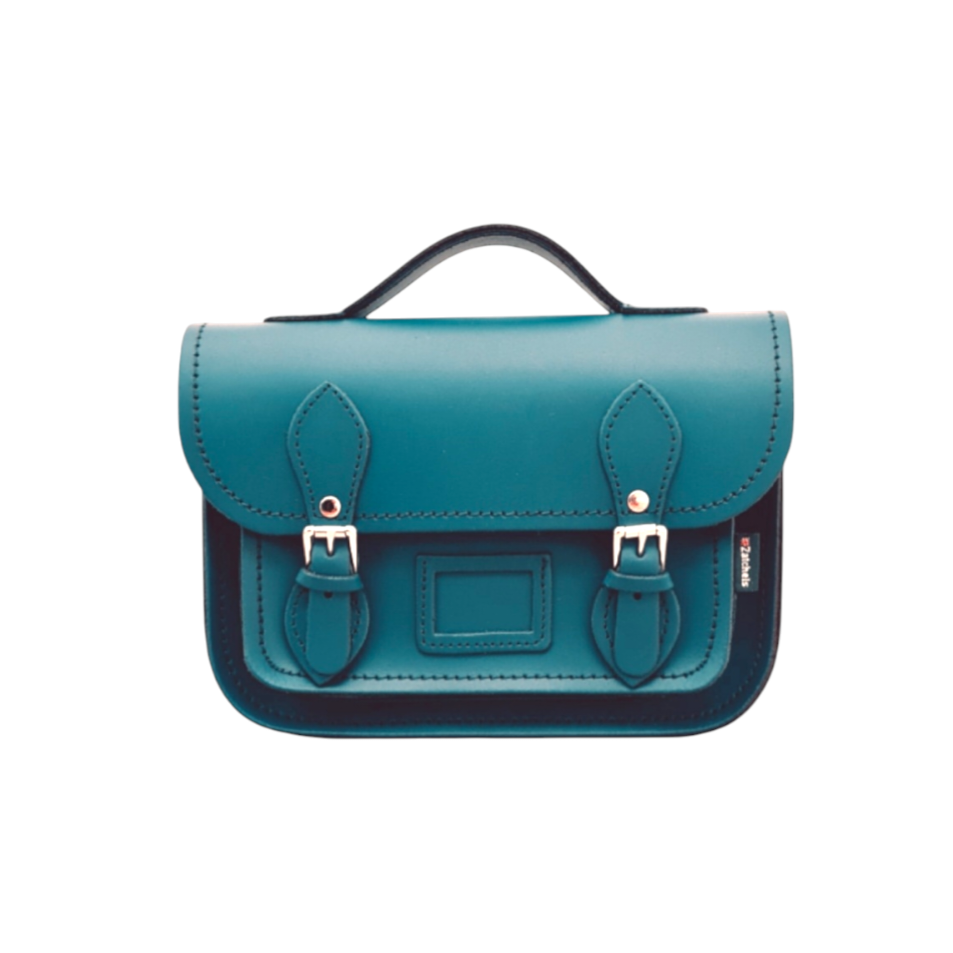 Teal Leather Midi Satchel