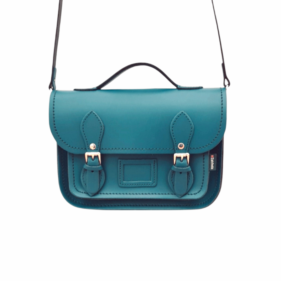 Teal Leather Midi Satchel