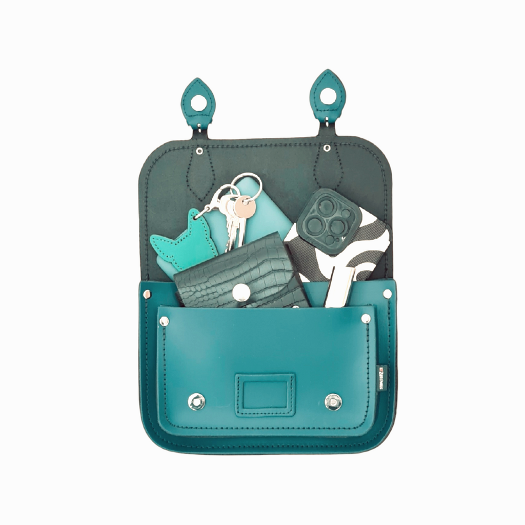 Teal Leather Midi Satchel