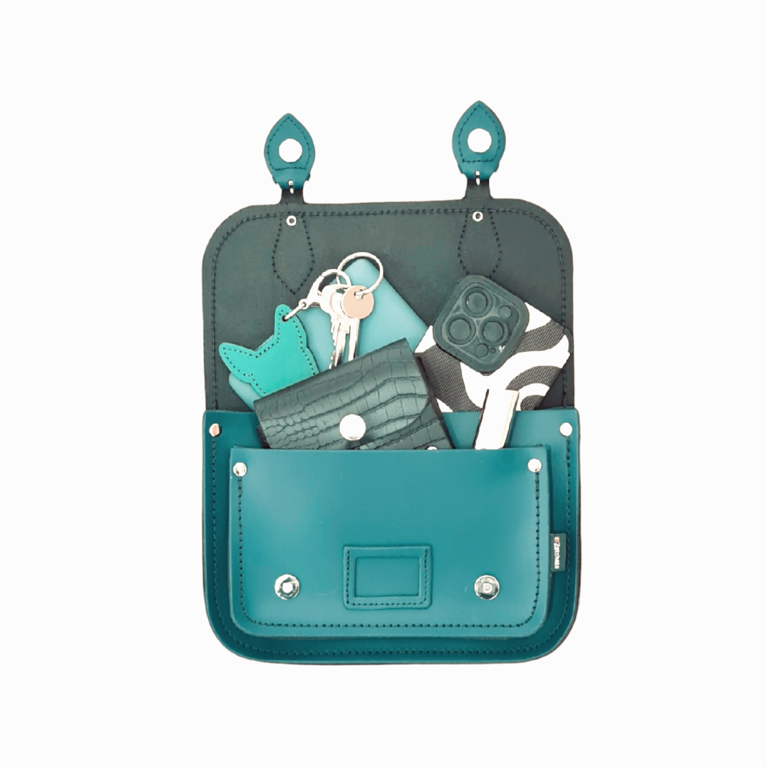 Teal Leather Midi Satchel