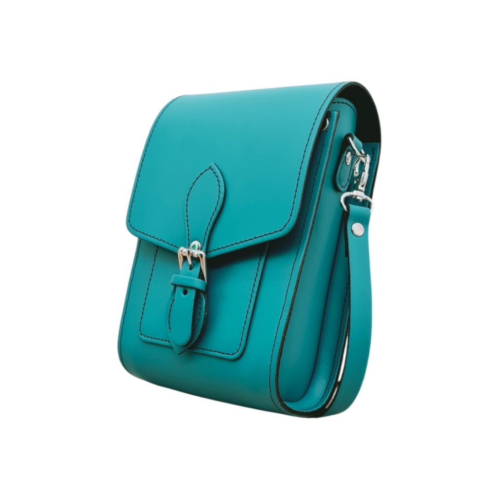 Handmade Leather Festival Phone Bag in Teal
