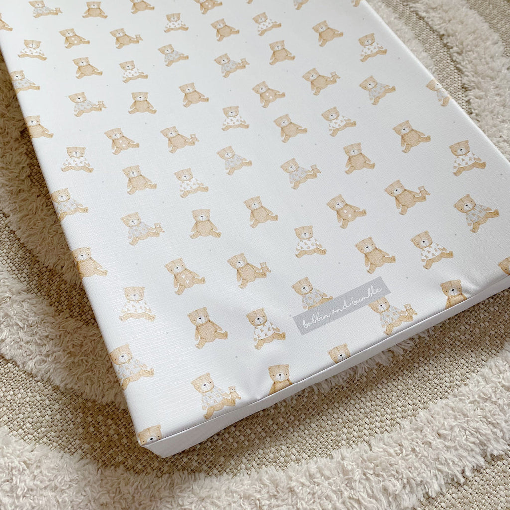 Anti-Roll Wedge Baby Changing Mat - Teddy Bears print