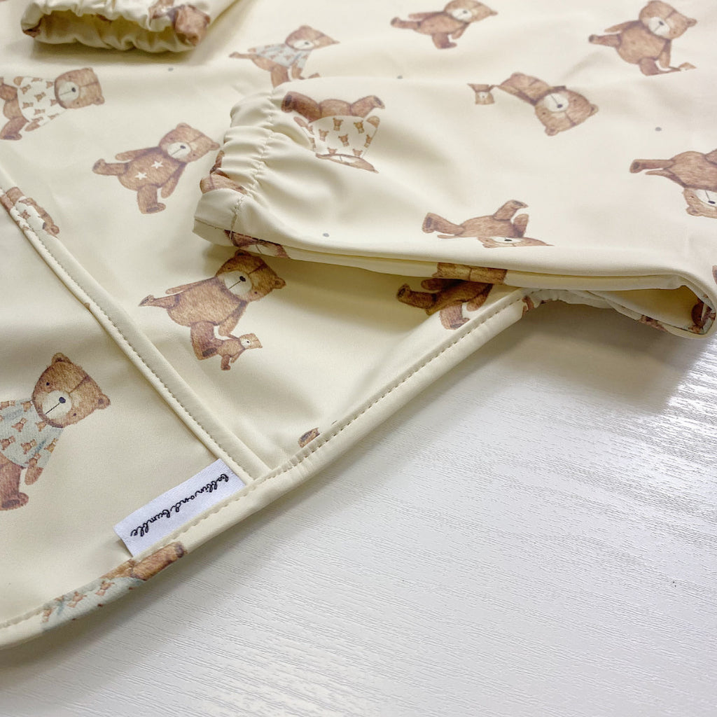 Long Sleeved Baby Bib - Teddy Bear Print