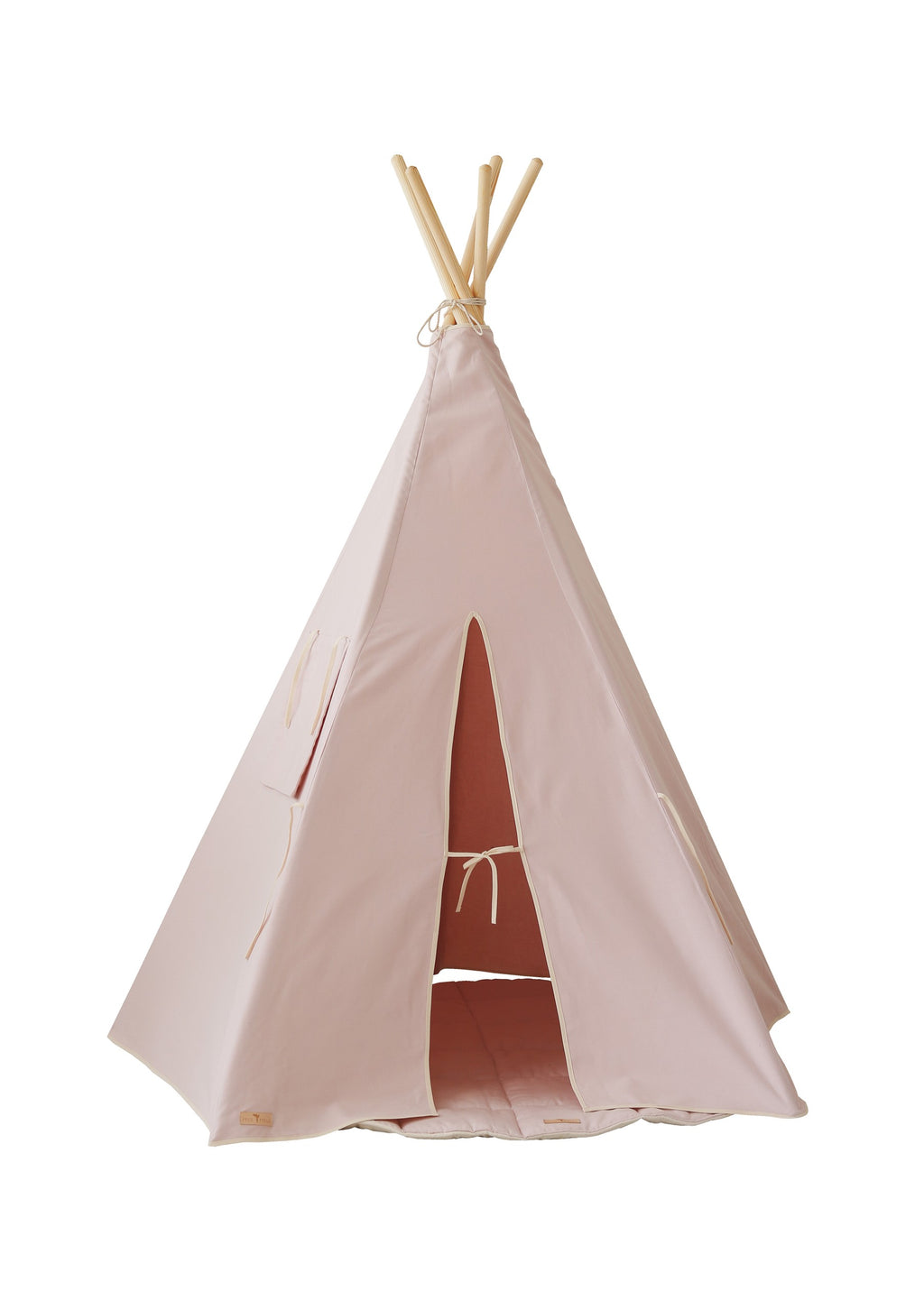 pink teepee tent for kids set up in a cozy indoor corner with soft morning light