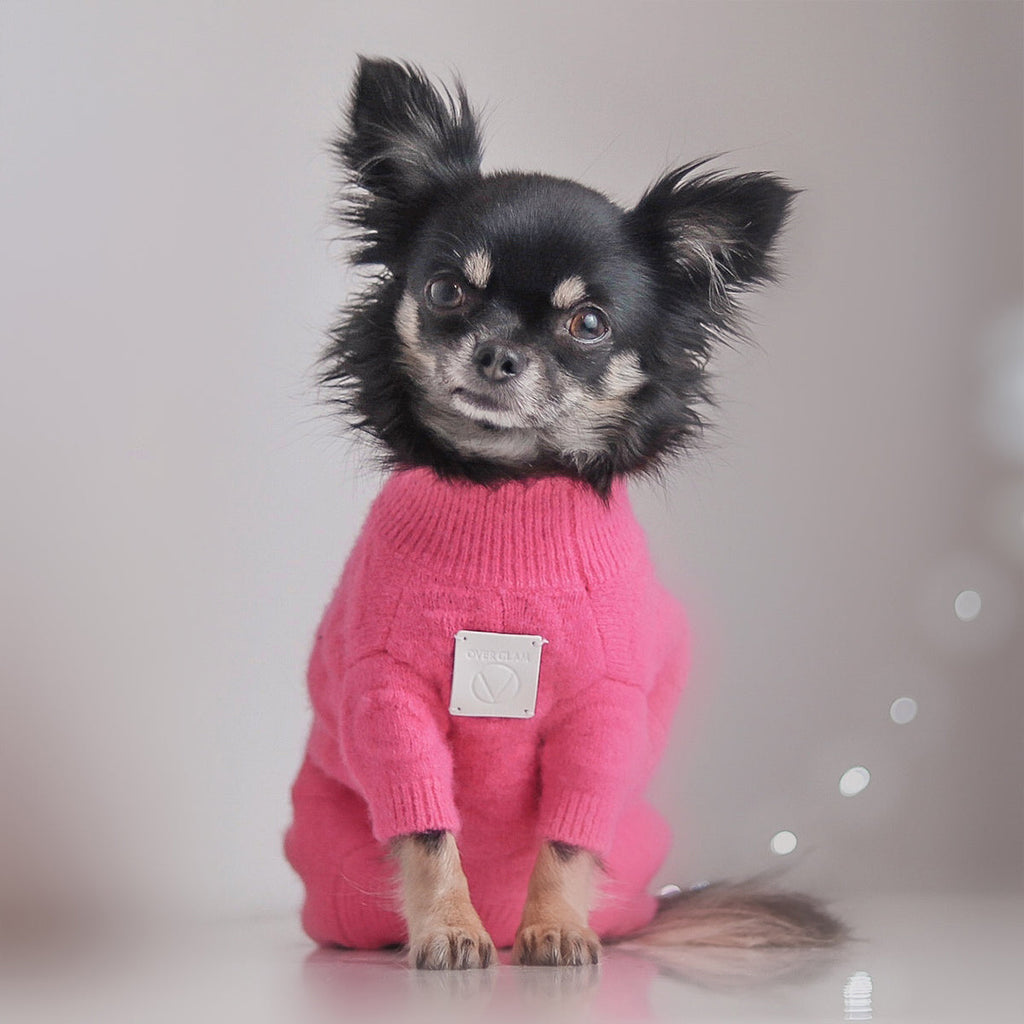 Textured Knit Jumper in Rose and White