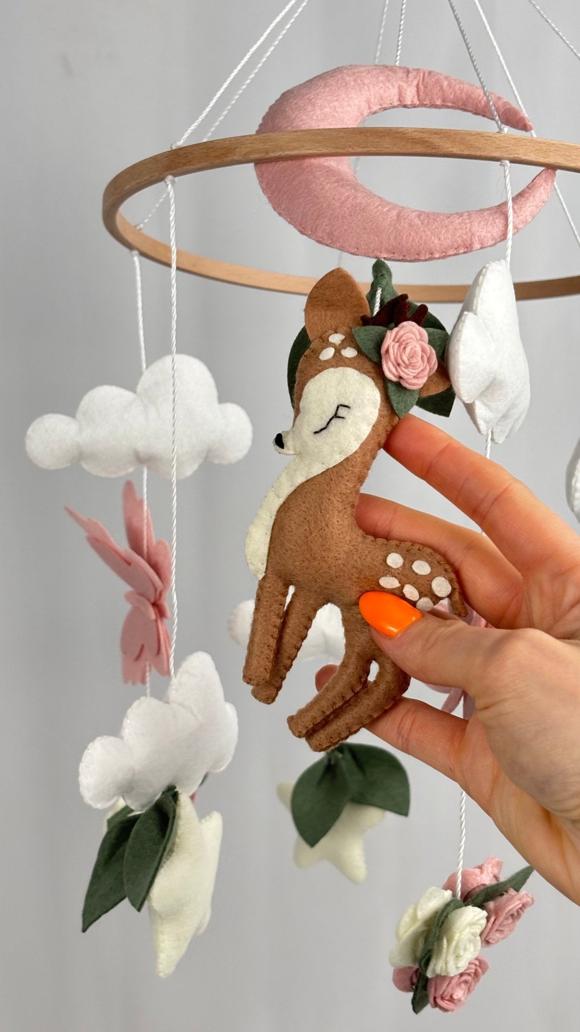 Garden Cot Mobile with Woodland Deer and Moon