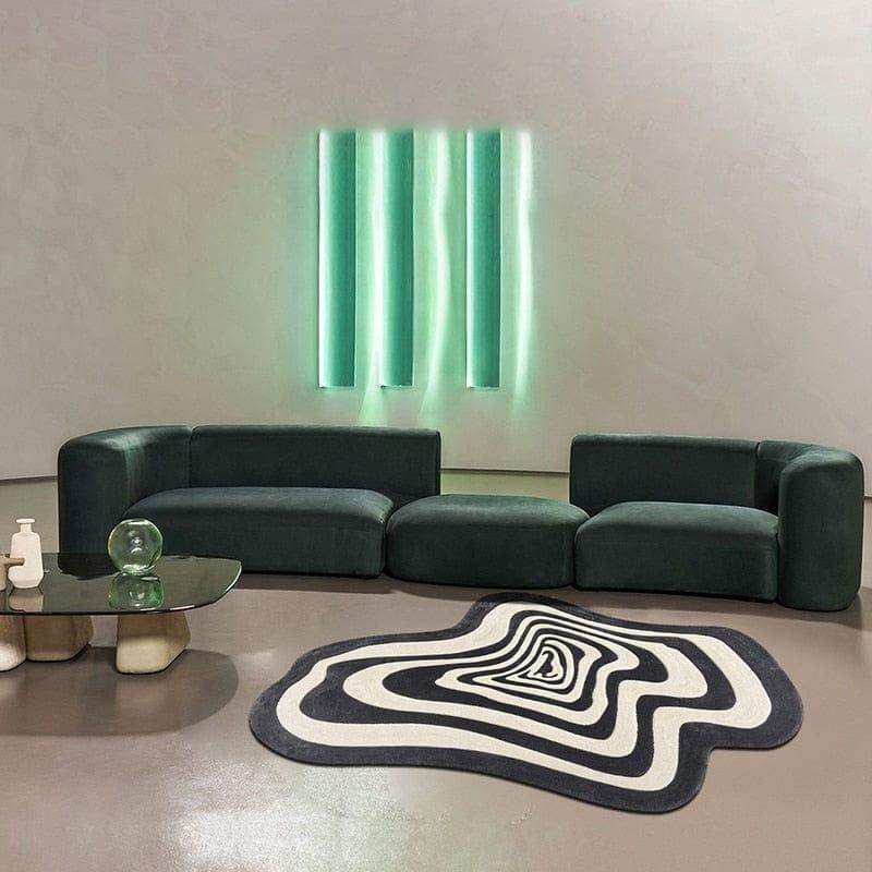 Illusion Optical Rug in Black and White