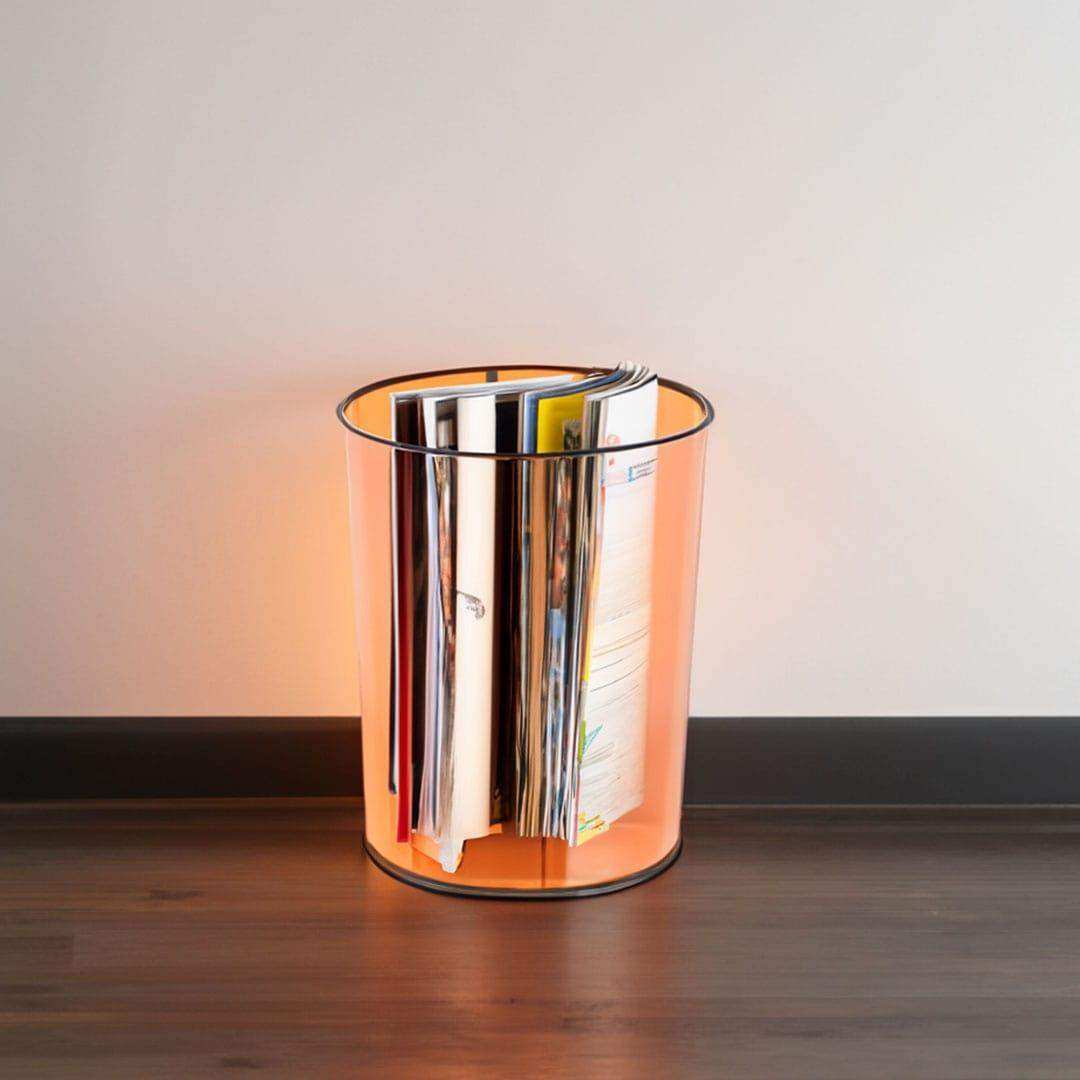 Minimal Waste Bin in Transparent, Green and Orange
