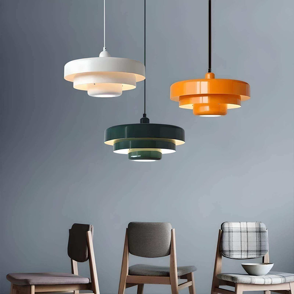 Retro Pendant Light in White, Green and Orange