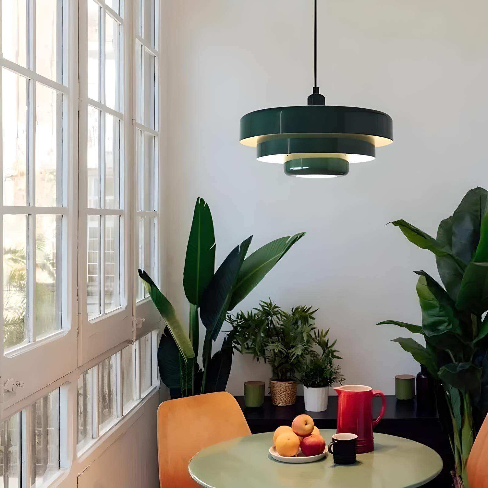 Retro Pendant Light in White, Green and Orange