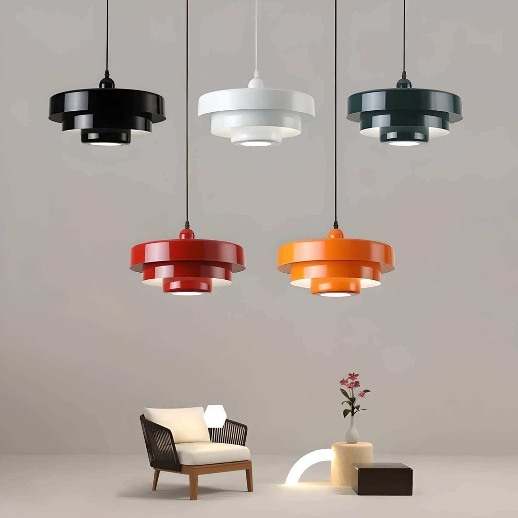 Retro Pendant Light in White, Green and Orange