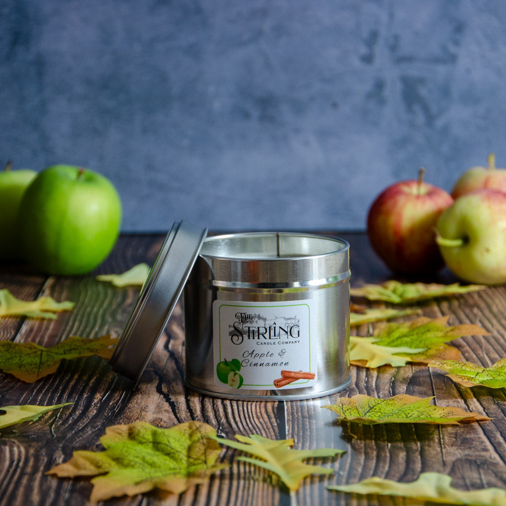 Apple and Cinnamon Travel Tin Candle with Cotton Wick