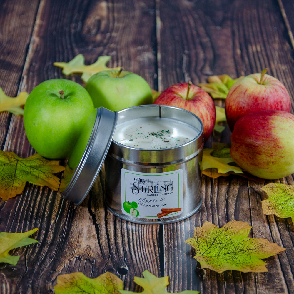 Apple and Cinnamon Travel Tin Candle with Cotton Wick