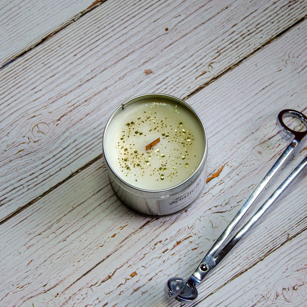 Amber and Spice Travel Tin Candle with Wooden Wick