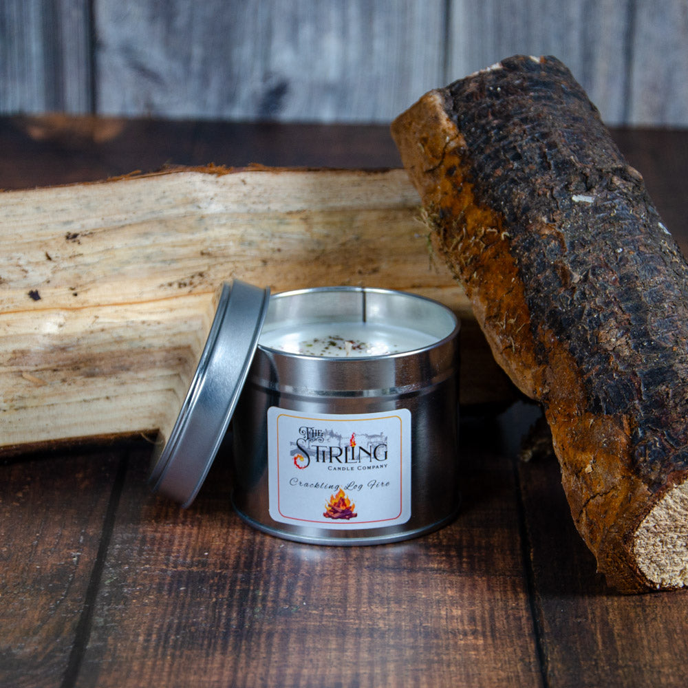 Crackling Log Fire Travel Tin Candle
