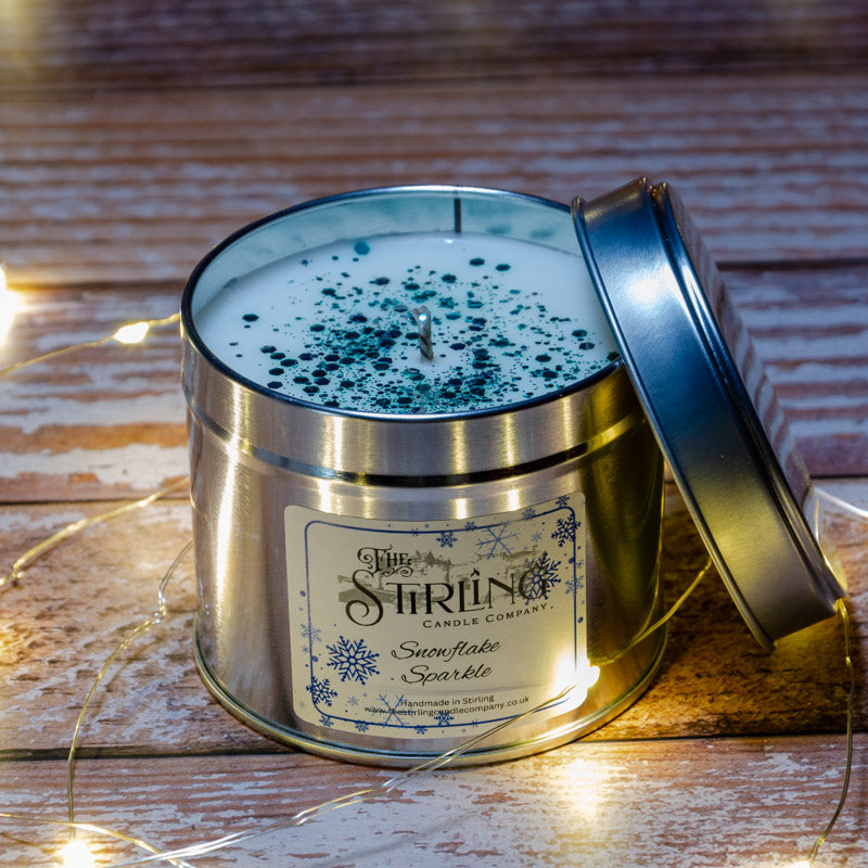 Snowflake Sparkle Travel Tin Candle Cotton Wick