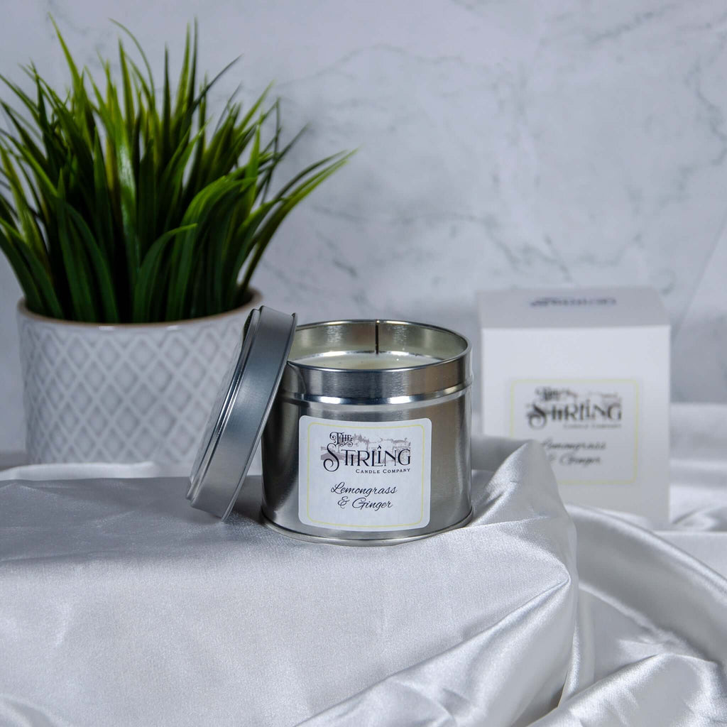 Lemongrass and Ginger Travel Tin Candle with Wooden Wick
