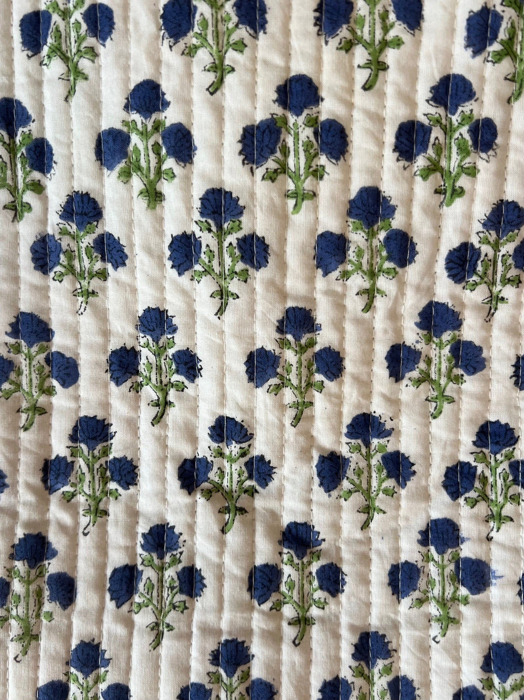 Blue Flower Weekend Bag in Hand Blocked Cotton