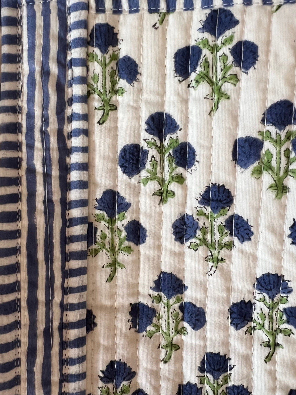 Quilted Block Print Cotton Weekend Duffle Bag