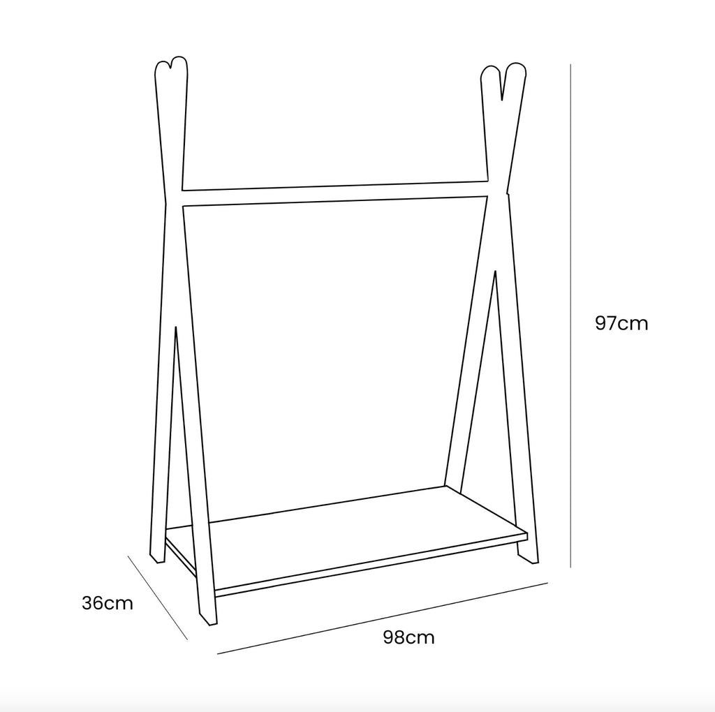 Tipi Clothing Rack For Children - Large White