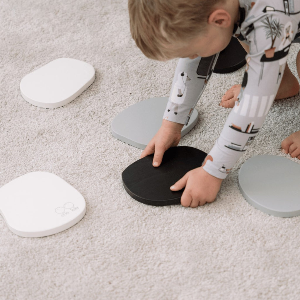 Tipi Stepping Stones - Enhance Balance, Coordination & Family Fun with Natural Wood & Grey Sets by Ette Tete at www.brixbailey.com