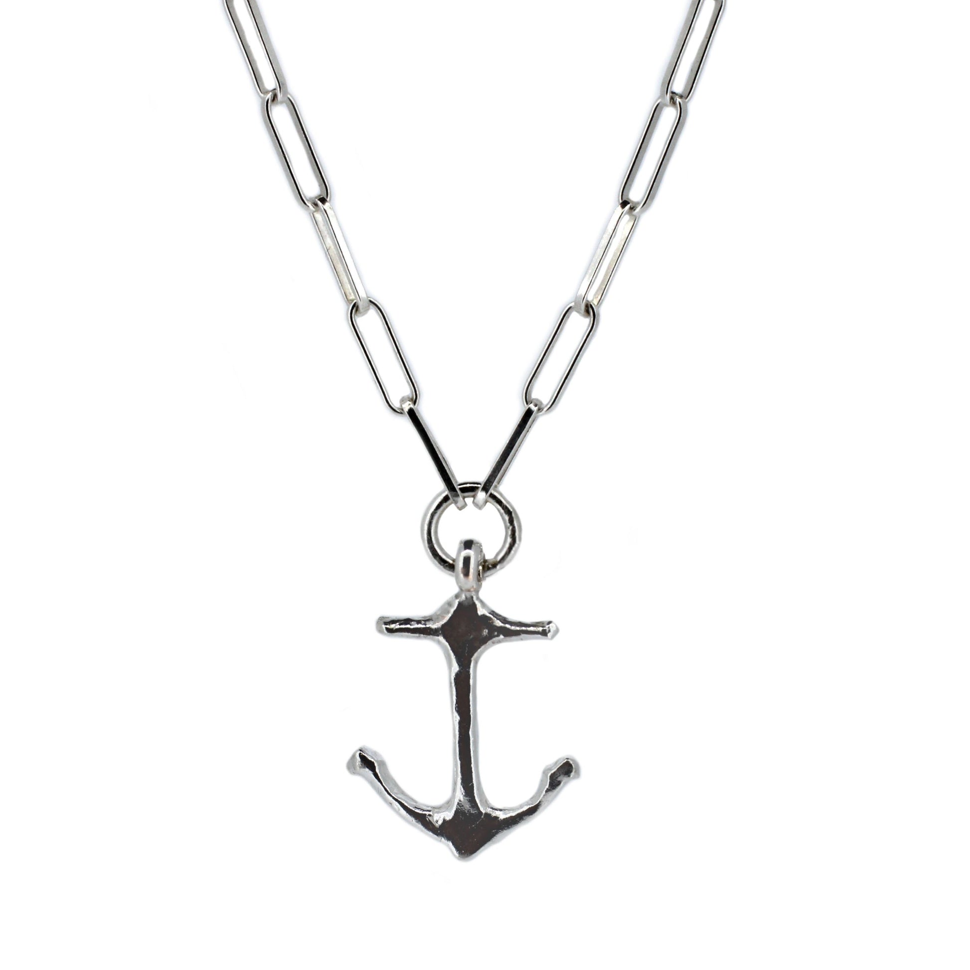Midi Anchor Trace Chain Necklace in Sterling Silver