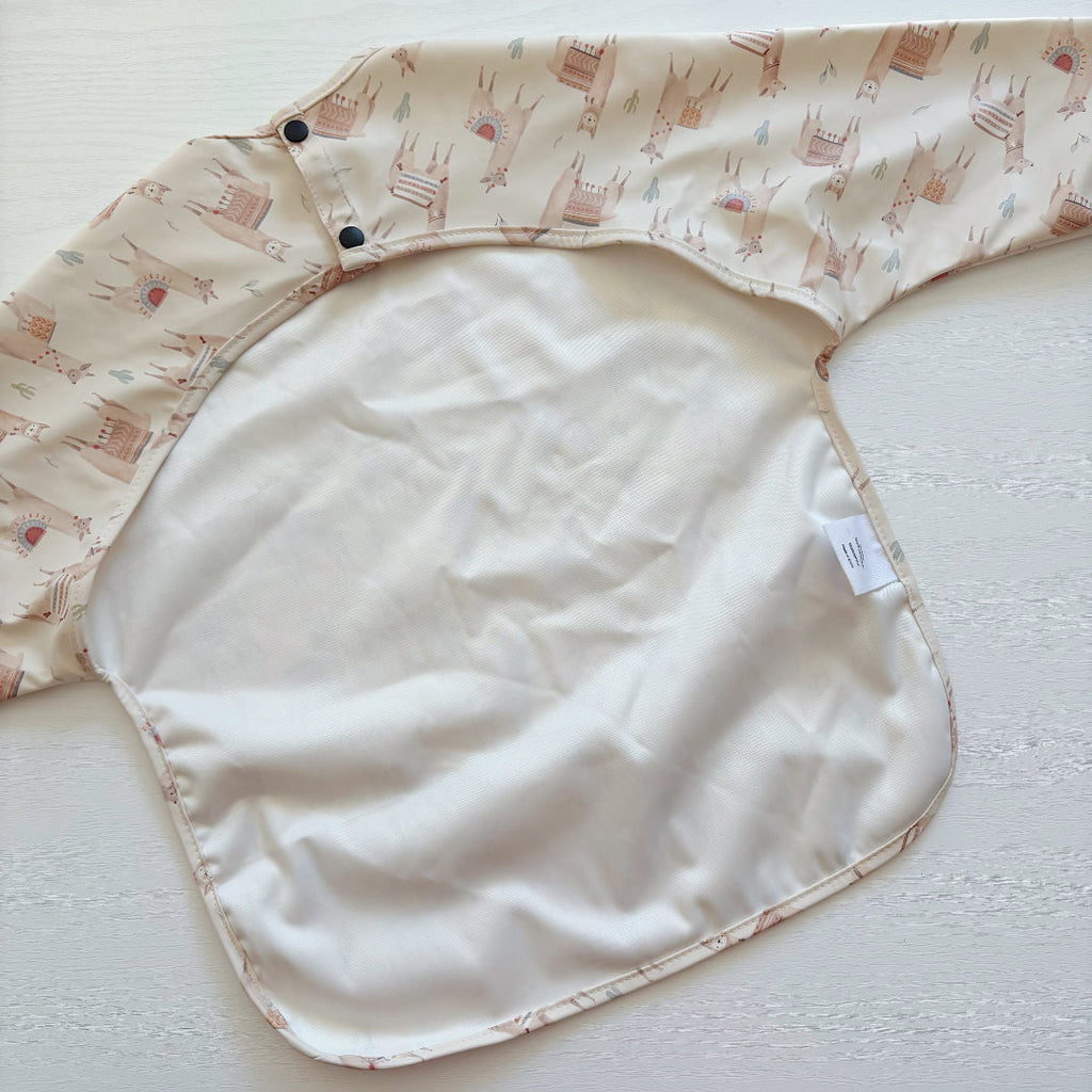 Long Sleeved Baby Bib - Alpacas